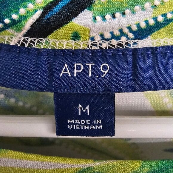 Apt. 9 Dress Green Blue Tropical Sleeveless Mini Beach Island Vacation M - Picture 9 of 12